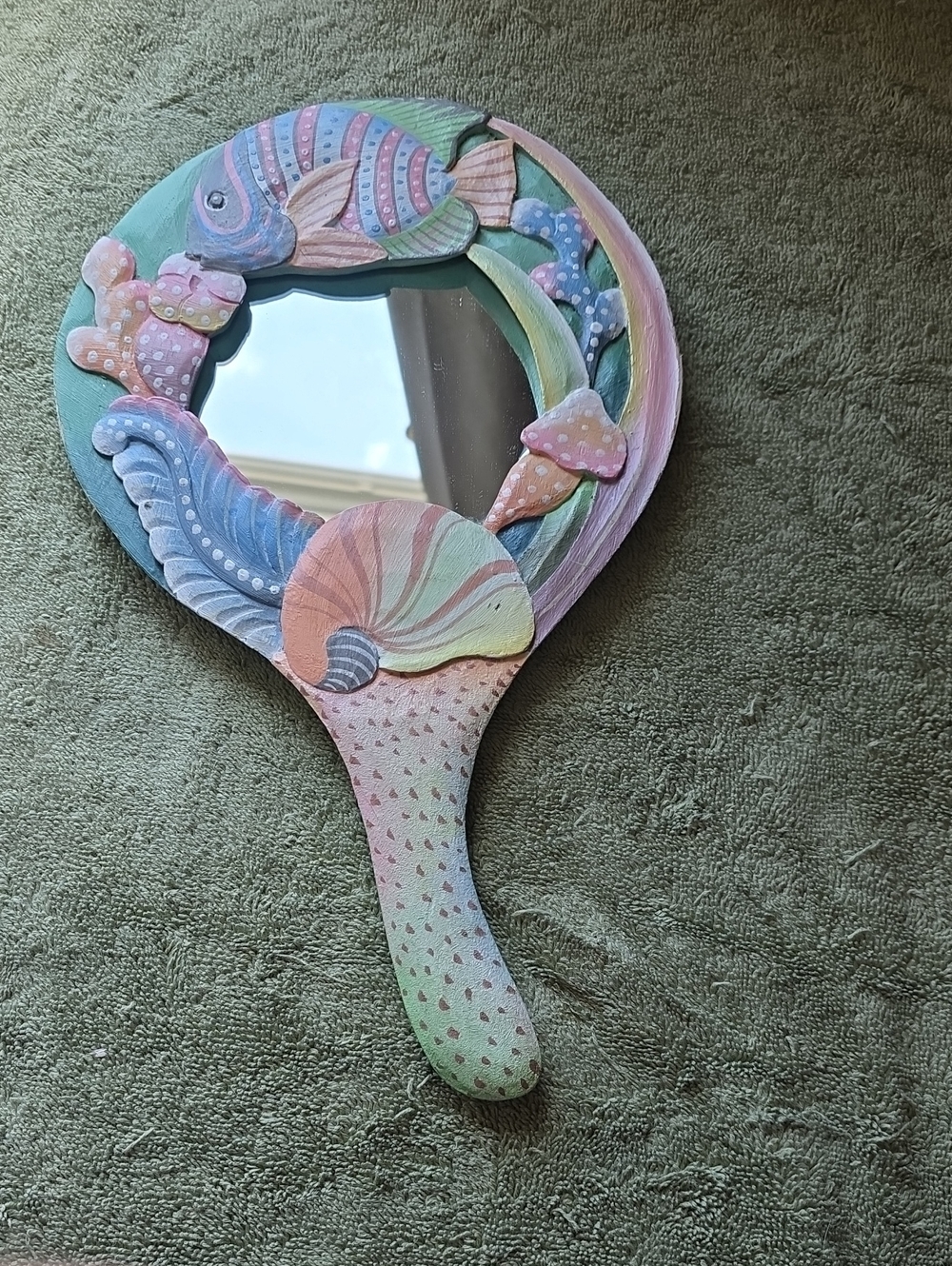 Pastel Sea Life Hand Mirror Wall Decor - Multicolor